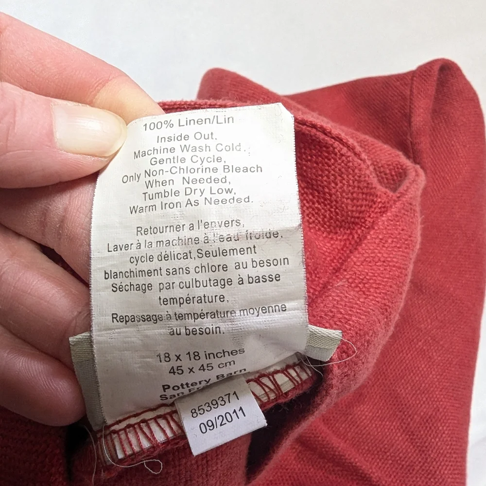 Pottery Barn 100% Linen Brick Red 18